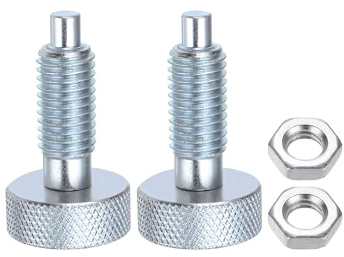 sourcing map 2pcs Spring Plunger M12x1.75 Thread Size Pin Dia.6mm Knurled Handle Non-Locking