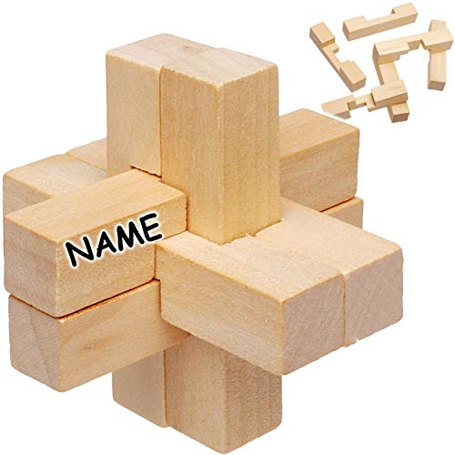 alles-meine.de GmbH Knobelspiel & Logikspiel - Geduldspiel - aus Holz - inkl. Name - 3D Holzpuzzle - Knobelwürfel - Gedächtnisspiel/Geschicklichkeitsspiel - Denkspiel - Würfel ..