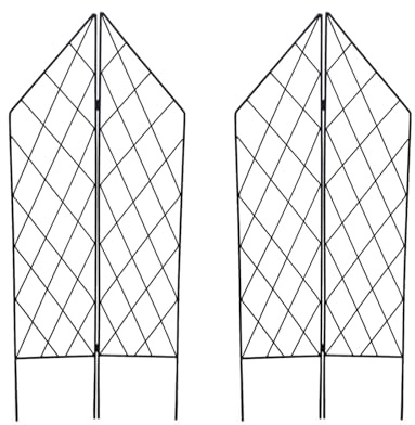 SCENDOR GARDEN 2er-Set Metall Garten Rankgitter für Kletterpflanzen, Faltbar, 115 cm H x 25 cm B, Schwarzes Eisendraht-Gitterpaneel für Pflanzen, Blumenstütze für den Außenbereich