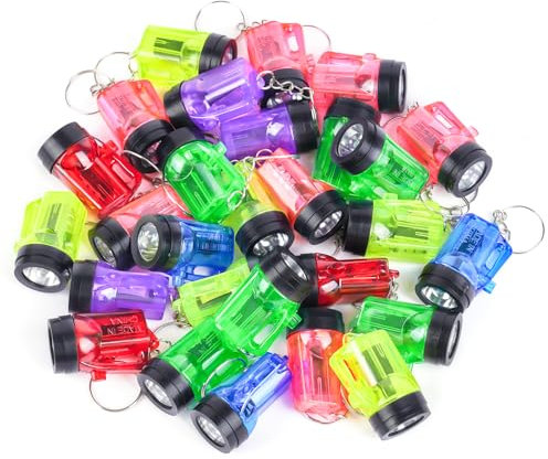 flintronic 28 Mini Linterna Llavero, Pequeña Linterna LED para Niños, Mini Linterna para Emergencias al Aire Libre, Juguete para Cumpleaños Infantiles, Clases Escolares, Fiestas Favoritas(6 Colores)