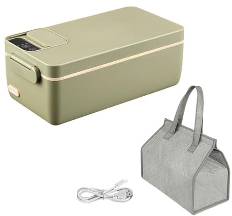 MagiDeal Scaldavivande Elettrico, Lunchbox riscaldato, Scaldavivande, Lunchbox riscaldato Portatile da 1 litro, Lunchbox autoriscaldante per Viaggi, Verde