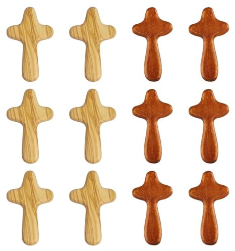 GTYHH 12 Piezas Cruces De Madera, Artesanías De Madera, Mini Cruces, Cruces Livianas Y Portátiles