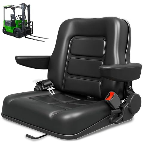 Noliven Siège de chariot élévateur, siège de tracteur, avec micro interrupteur, accoudoir et ceinture de sécurité, siège de tondeuse à gazon pour tracteur, tondeuse, chargeuse compacte, chariot