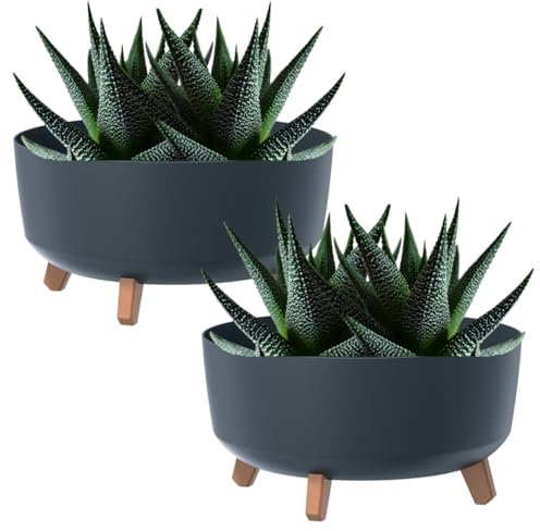 DTU24 Blumentopf mit Füßen, 2er-Pack, Blumenkübel, Pflanzkübel, Übertopf, Runde Form (2pack, Anthrazit; ø 38 cm)