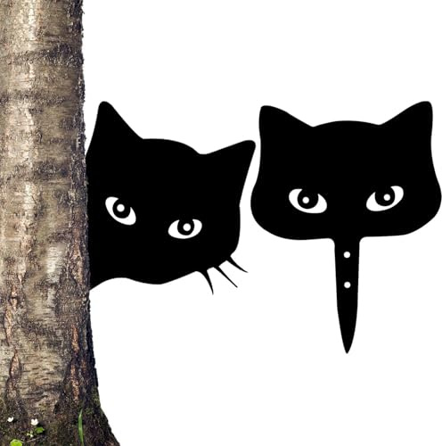Rrlihjgu Garden trainers for cats decorative, metal stakes for cats | Cat statue decoration | Landscape decor Impersed kitten hollow outdoor figure for pond, patio,