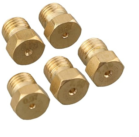 5 Stück Messing Brenner Gasherd Umbausatz, Erdgas zu LPG-Jets Düsen Einspritzdüsen Set, für Herde 0,73/0,97/0,97/1,15/1,15