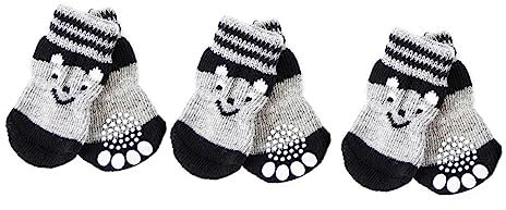 UPKOCH 3paare Haustier Hundesocken rutschfest Warme Pfotenschützer Aus Baumwolle Pfotenschutz Für Innen Und Außen Weiche Anti-rutsch Hundeschuhe Mit Niedlichem Bärenmuster