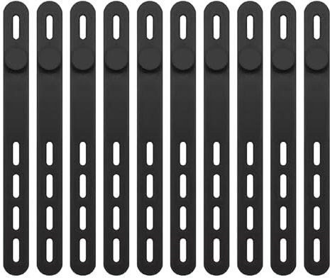 10Pcs Silicone Cable Ties,Black Small Cable Reusable Tidy Zip Ties Management,Wire Organizer for Earphone Washable with Lock Buckle Elastic Adjustable Strap Electrical Cord Keeper for Home Band