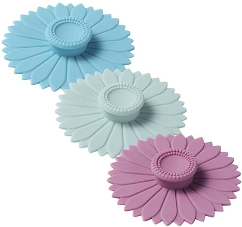 Peosaard Cubiertas de Taza de Silicona, 3 Piezas Reutilizables Tapa de Silicona Segura sellada para té de café y té de Bebida