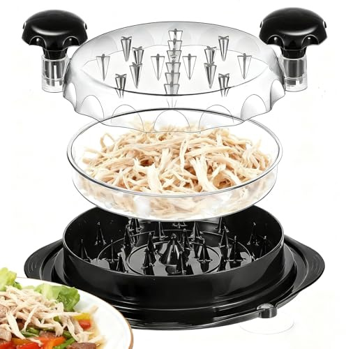 Coolty Hähnchen-Zerkleinerer,Sichtbar Chicken Shredder mit Starkem Saugnapf-Sockel, kann zum Schneiden von Hähnchen, Schweinefleisch, Rindfleisch und Sogar Gemüse Verwendet Werden (Schwarz)