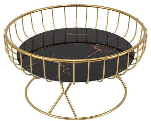 TUKRPQMRI Panier en Fil métallique, Bol doré for comptoir de Cuisine, Support de Rangement, paniers de Rangement for comptoir, décoration d'intérieur, centres de Table (Fond Blanc S avec or/262)