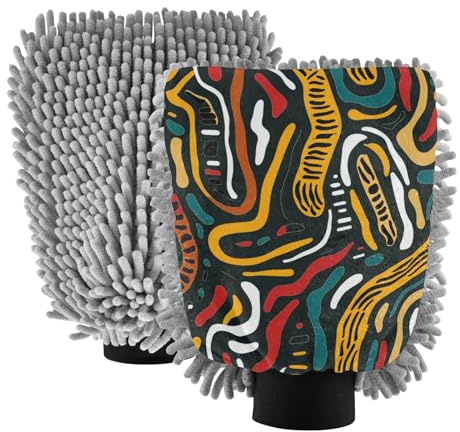 Colorida línea de dibujos animados para lavado de coche, sin arañazos, guante de lavado de coche