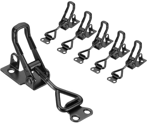 sourcing map 8pcs Adjustable Toggle Clamp M5 x 25mm 220lbs Holding Capacity 4001 Style Quick Release Pull Latches Clamps Hasp with Lock Hole for Smoker Lid Jig Tool Box Case, Black