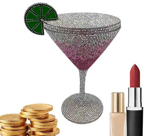 Wisylizv Sac de soirée avec strass en forme de tasse à cocktails