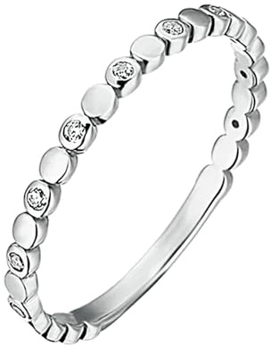 Stfery Punkt Diamantring Platin, Stapelring für Damen Echt Gold Schmuck Gr.56 (17.8)
