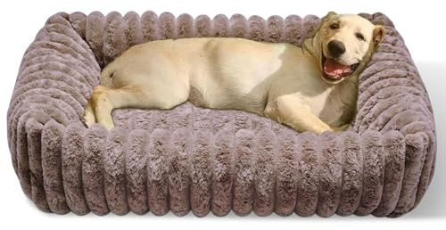 EASY SPEED Cama para Perros, Sofá Perro Ortopédica, Cama Perro Desenfundable y Lavable, Antideslizante Antiansiedad, Impermeable, Suave, para Perros y Gatos, 60x50cm, Marrón Claro