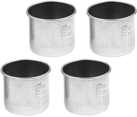 Generico Set 4 Bicchieri Graduati in Acciaio 304 da 40 ml Misurino per Medicinali Portatile Bicchieri per Pillole con Scala Accessori per Dosaggio Domestico e Uso Ospedaliero