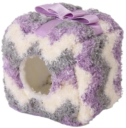 Hamsterhus - inkapslat plyschbo, mjuk varm vintersäng, 10x10x10cm inomhus utomhus sovsäng för husdjur för hamstrar Chinchillor Illrar Möss Fåglar Igelkottar Kaniner Ekorrar Guldar