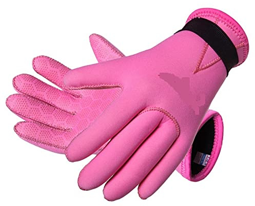 3 mm neopren Dykhandskar for barn Pojkar Flickor Varma Slitstarka Halkfria simhandskar Snorkling Surfing Skyddshandskar Varmt Och BekväMt(Pink,L)