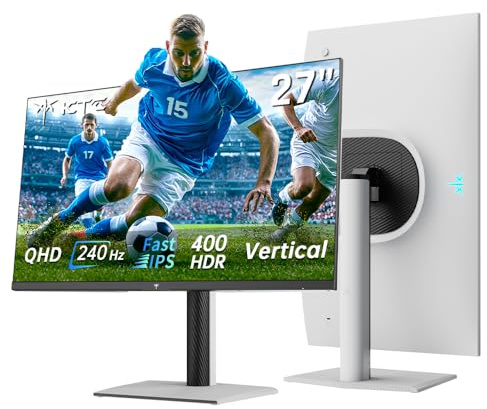 KTC H27E6S Monitor Gaming 27 Pulgadas, QHD 2560 x 1440, 240 Hz (OC 275 Hz), Fast IPS, 1 ms, HDR400, FreeSync y G-Sync, Eye Care, VESA 100 x 100, Soporte con Ajuste de Altura, HDMI 2.0, DisplayPort 1.4