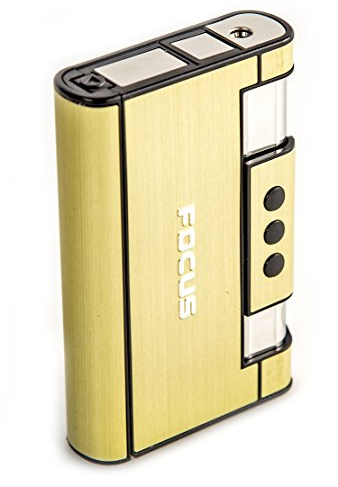Zigaretten-Etui Feuer-Zeug 2 in 1 Box Gold Zigaretten-Schachtel Kippen Lighter Brenner Schieber Sturm-Feuerzeug Zigaretten-Schutz Wieder-Auffüllbar 8 Zigaretten