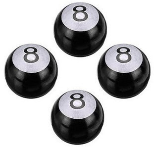 Tutoy 4pcs Pool 8 Ball Universal Car Bike Tire Valve Stem Caps Cover Wheel Rims - Black