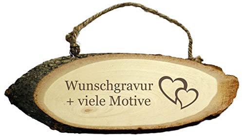 Türschild mit Gravur - Name + Spruch + Motiv möglich - aus Holz mit Kordel, Willkommensschild, Familienschild, personalisiertes Holzschild als Wandbrett, Dekoration oder Geschenkidee
