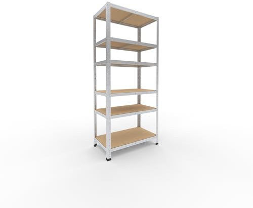 shelfplaza Home 180x80x45cm Schwerlastregal verzinkt mit 6 Böden x 145kg | Kellerregal · Lagerregal · Metallregal · Regale für Kellerraum · Steckregal · Abstellraum Regal