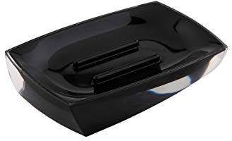 axentia Graz Soap Dish, Plastic, Black, 11.4 x 2.2 x 7.5 cm