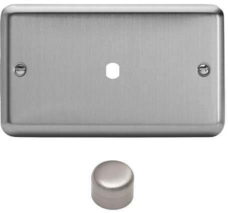 Varilight Single Faceplate Kit (Dimmer Modules Not Included) Twin Plate - Value Matt Chrome With Brushed Steel Knob, WSD1