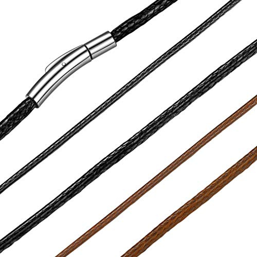 Bandmax Damen Halskette Schwarz Kunstleder 46cm geflochten Lederkette ohne Anhänger 3mm breit Lederband Collier für Jungen Mädchen Schmuck für Geburtstag