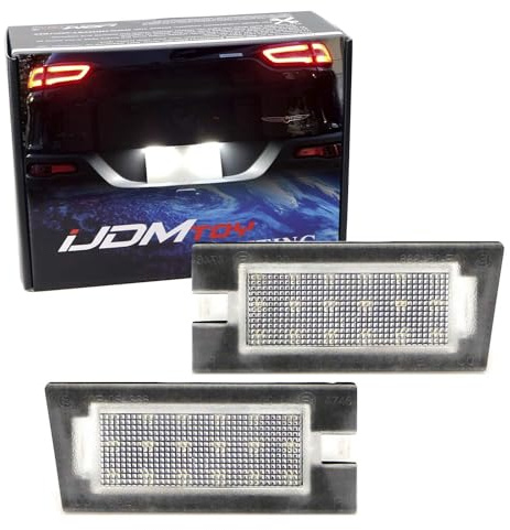 iJDMTOY OEM-Fit 3W Full LED CAN-bus Error Free License Plate Light Kit Compatible With Jeep 2014-2018 Cherokee, Powered by 18-SMD Xenon White LED Diodes