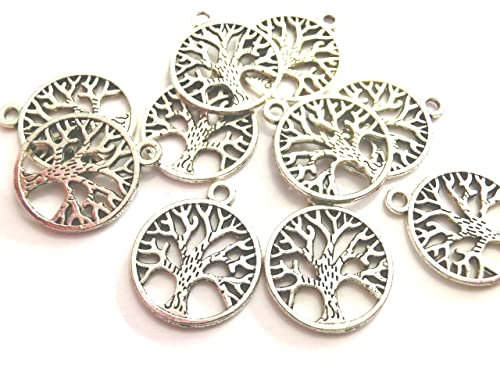 20 Anhänger Lebensbaum Charms Baum des Lebens Farbe antiksilber Metall 20x17mm Kettenanhänger #S501