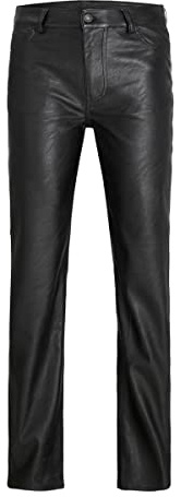 JJXX Jxkenya HW Straight Faux Leat Pants Noos Pantaloni in Similpelle, Nero, S Donna