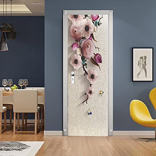 3D Türtapete Selbstklebend Türaufkleber - BLUME - Türposter PREMIUM PVC Wasserfest Wandtattoo Für Schlafzimmer Wohnzimmer Tür Dekoration Tapete 88 x 200 cm