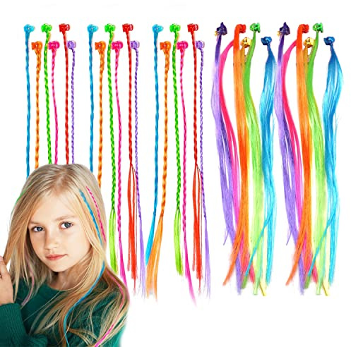 VIKSAUN 30 pezzi Trecce Colorate con Molletta per Capelli, estensioni dei capelli per bambini con fermagli per capelli, per Bomboniere per Feste di Compleanno e Accessori per Capelli (30 pezzi)