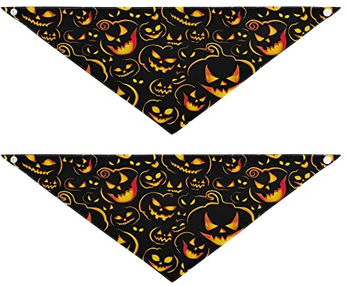 2 Stück Hundehalstücher Haustier Bandana Schal Druckknopf Dreieck Lätzchen Halstuch Set Haustier Urlaub Zubehör Dekor für kleine bis große Welpen Hunde Katzen kleine Halloween Geist