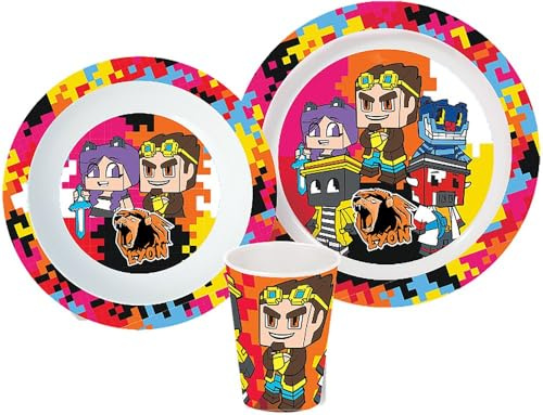 Lyon Gamer Dining Set 3 Pieces Plate Soup Plate Glass Micro Kids