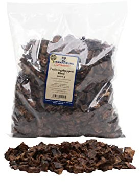 Tiernahrung Schwenner - Getrocknete Trainingshappen für Hunde I 1000g Rinderlunge I Leckerlibeutel für das Training von Hunden