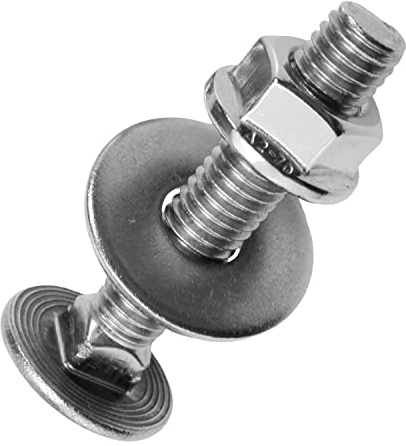 Techtanium® Schlossschrauben M12 x 30/30 mm inkl. Flanschmuttern und großen Unterlegscheiben M12 aus Edelstahl A2 (5 Stück) | Schrauben | Muttern | U-Scheiben | DIN 603 & DIN 6923 & DIN 9021