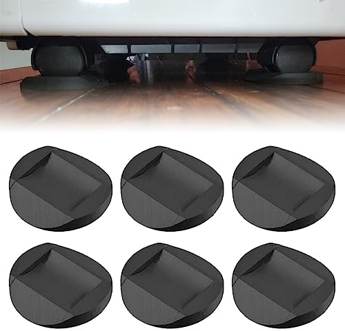 KITERI Furniture Castor Cups, 6 Pcs Anti-Sliding Rubber Feet Protector Pads Bed Furniture Stopper Office Chair Wheel Stoppers Floor Protector Castor Cups for All Floors & Wheels, Sofas and Bed, Black