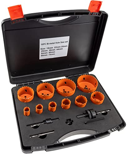 ChiliTec Lochsäge Set 15-teilig Bi-Metall M42 10 Größen 19 22 25 29 38 44 54 60 68 74 mm für Metall Holz Kunststoff