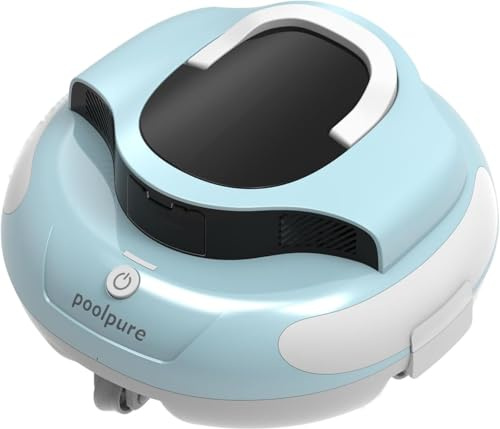 POOLPURE 2025 Nuevo Robot de Piscina Azul, 55 Wh - 120 Minutos de Tiempo de Limpieza, Doble Motor, Indicadores LED, Función de Autoestacionamiento, Impermeable IPX8, Aspiradora Inalámbrica para Piscin