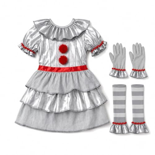Morph Déguisement Clown Fille, Costume Enfant Halloween, Clown Tueur Fille, S