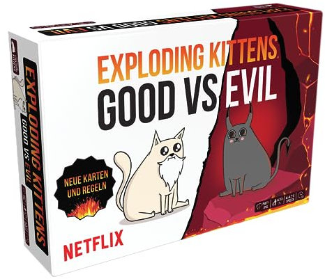 Exploding Kittens, Exploding Kittens – Good vs Evil, Partyspiel, Kartenspiel, 2-5 Spieler, Ab 7+ Jahren, 15 Minuten, Deutsch