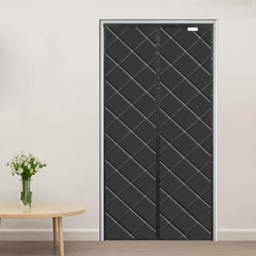 Meet Beauty Wärmeschutzvorhang Magnet für Türen, Upgrade Thermo Türvorhang Ohne Bohren, 120x190cm Isolier Schutz Vorhang, Haustierfreundlich, Wasserdicht, Winddicht, Volle Größe, Schwarz