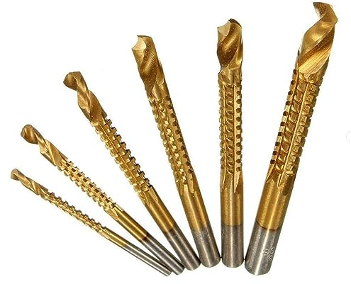 Treki - Broca para madera (6 unidades, HSS, broca y sierra de titanio, brocas de madera, metal para trabajo de madera, corte ranurado, broca de taladro, agujero de corte, sierra, agujero de