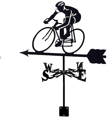 Veleta de Metal,Veleta de Viento diseño En Bicicleta de Negro,indicador de dirección de Viento para Decoración del jardín Vallas y cobertizos,22x13in