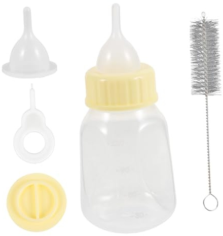 FRCOLOR Pet Nursing Bottle Kit 120ml Yellow Squeeze Feeding Bottle for Puppies and Kittens Chew-resistant Feeding Set