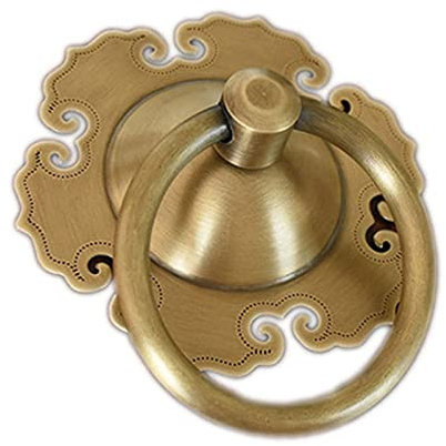 Türklopfer aus Messing, Türklopfer im Vintage-Stil, antiker Haustür-Türklopfer in Blumenform, Retro-Türgriff aus Messing for Holzschranktüren/15 cm Durchmesser (Size : 28Cm Diameter)
